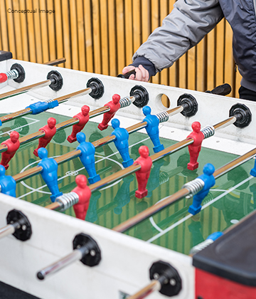 Games like Foosball are part of Unwind Zone