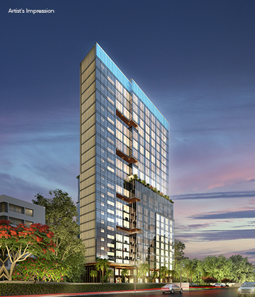 Dusk view of the project